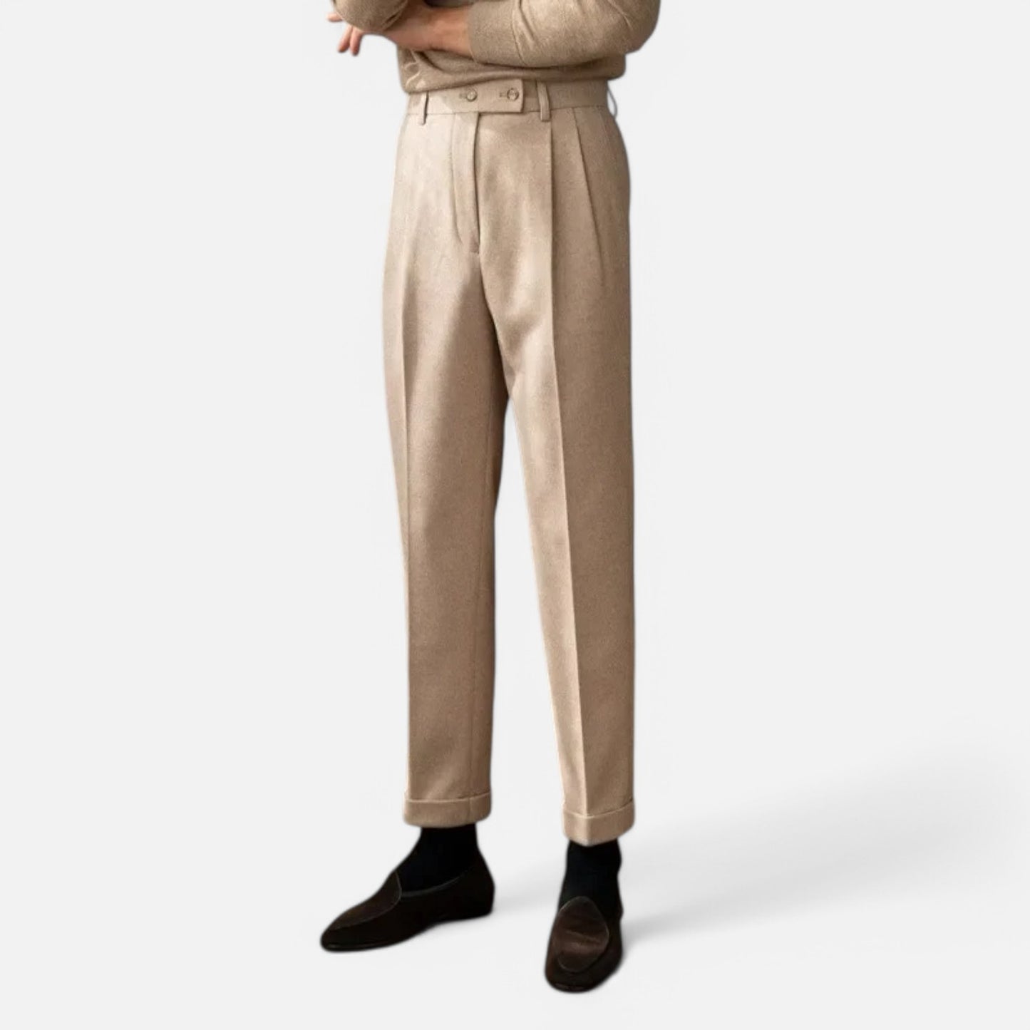 Velclairemode | Pantalon Droit en Laine Taille Haute Homme – Chaleur Structurée, Élégance Saisonnière