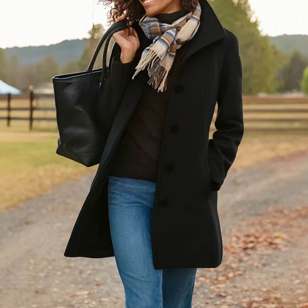 Femme Manteau Bureau Coupe Classique Ligne Boutonnée Silhouette Allongée Polyvalent