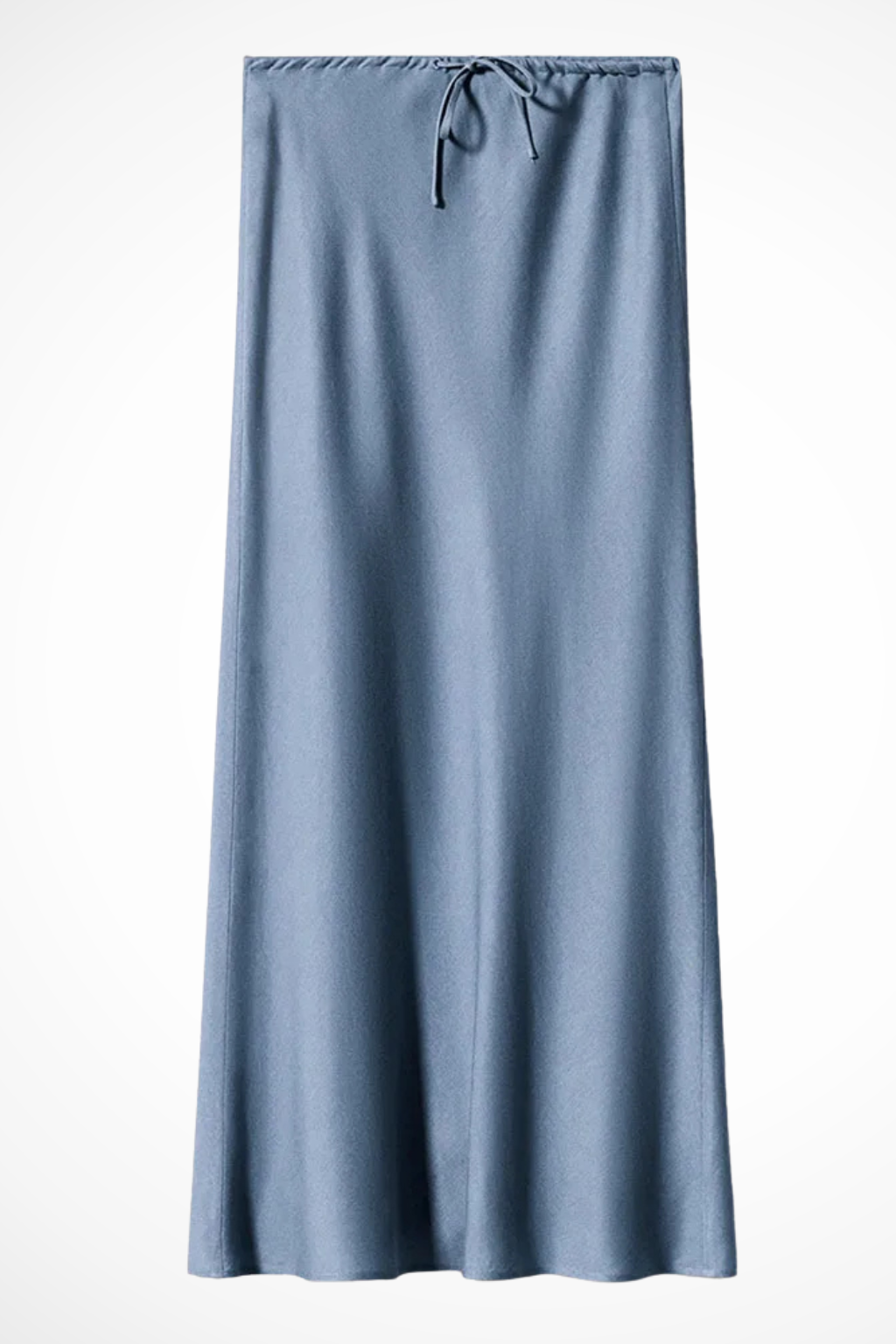 Jupe Longue en Satin à Taille Haute Froncée et Panneaux Superposés