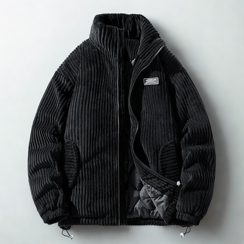 Men's Quilted Winter Jacket Corduroy Everyday Insulating Lining Stand-Up Collar