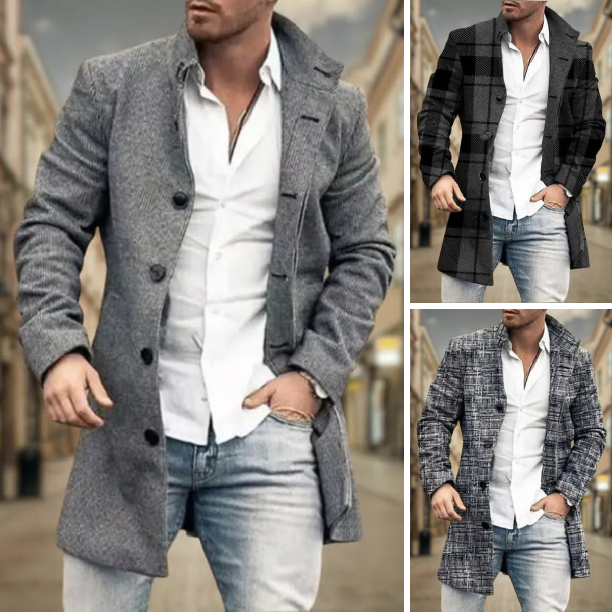 Casaco masculino elegante para o dia a dia no escritório, com corte estruturado e versátil