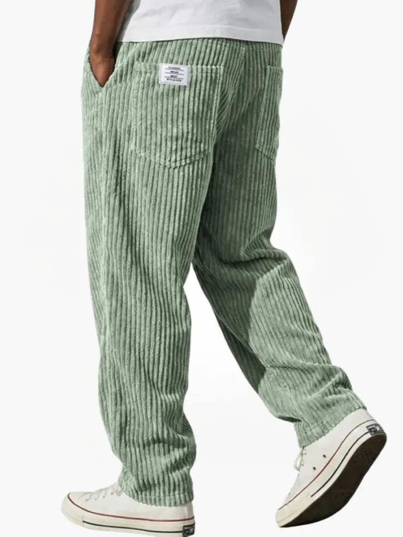 Homme Pantalon Velours Côtelé Casual Bureau Coupe Ample Taille Élastique