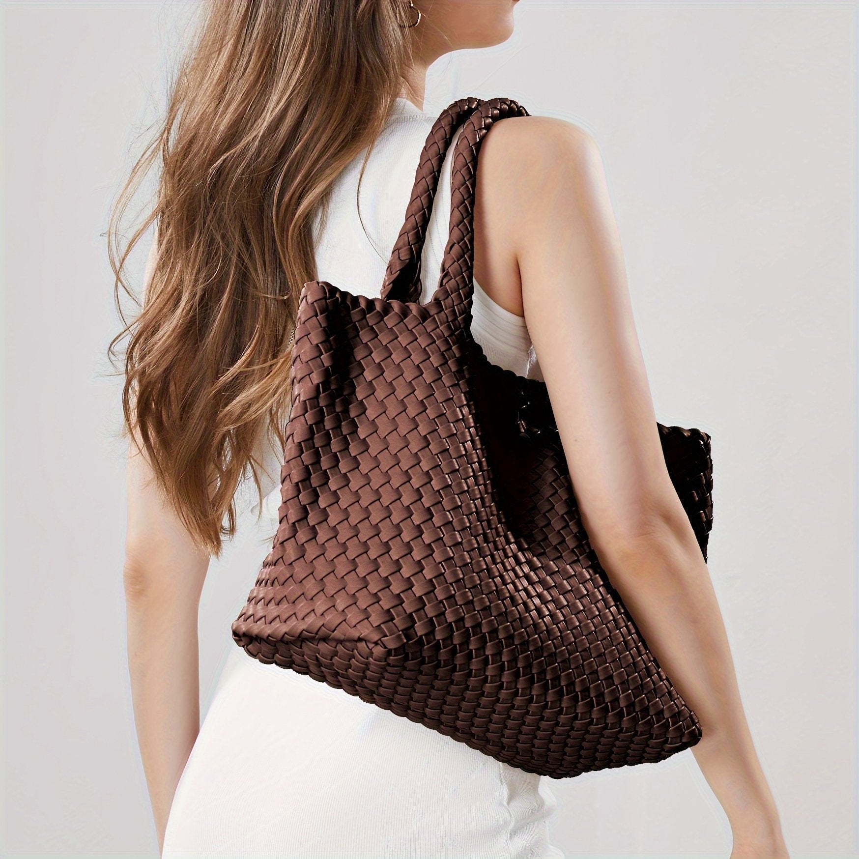 Grand sac cabas femme tressé porté épaule