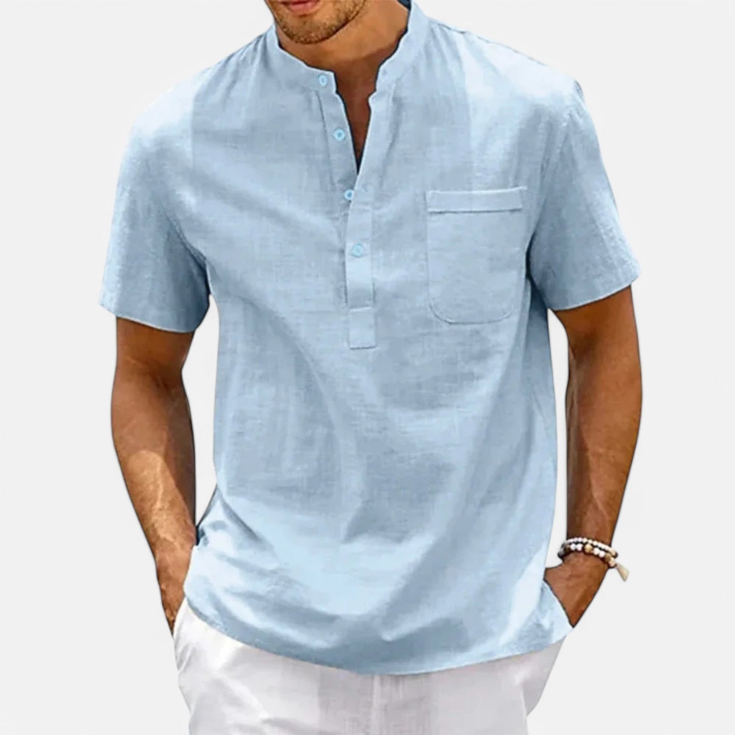 Velclairemode | Chemise Coton-Lin Col Henley – Esprit Vintage, Fraîcheur Décontractée