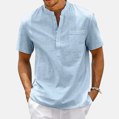 Velclairemode | Chemise Coton-Lin Col Henley – Esprit Vintage, Fraîcheur Décontractée