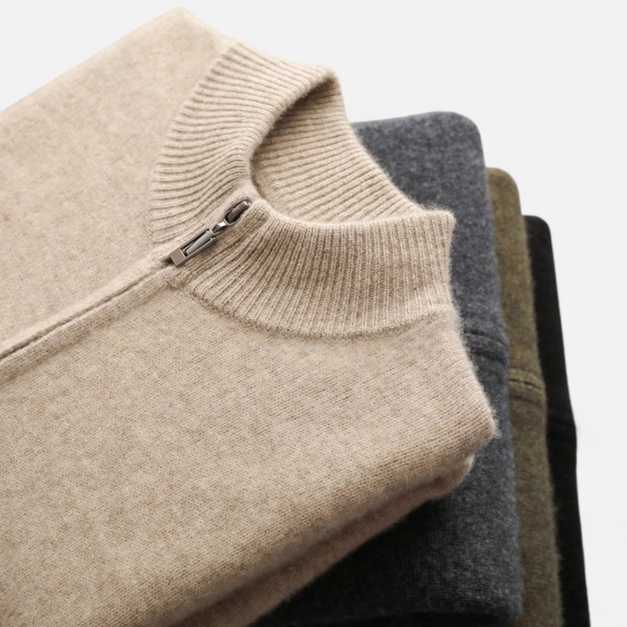 Velclairemode | Men's Merino Wool Cashmere Zip Cardigan