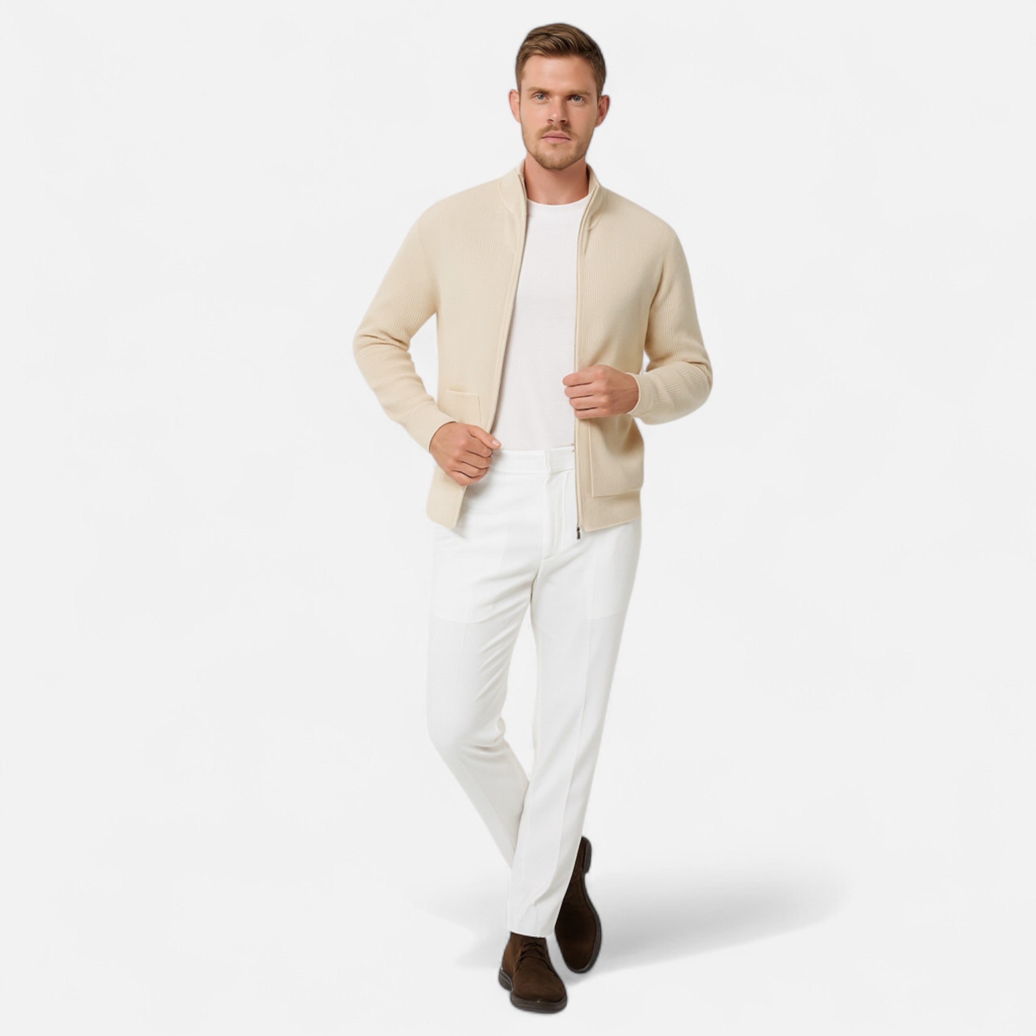 Velclairemode.com | Men's Casual Jacket with Stand-Up Collar – Urban Look, Structured Elegance