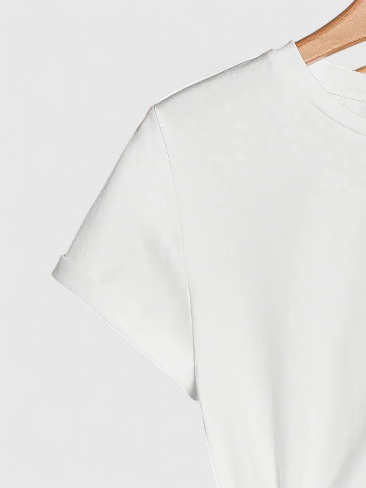 Short Sleeve T-shirt with Heart Print and Round Neck for Women Relaxed Fit