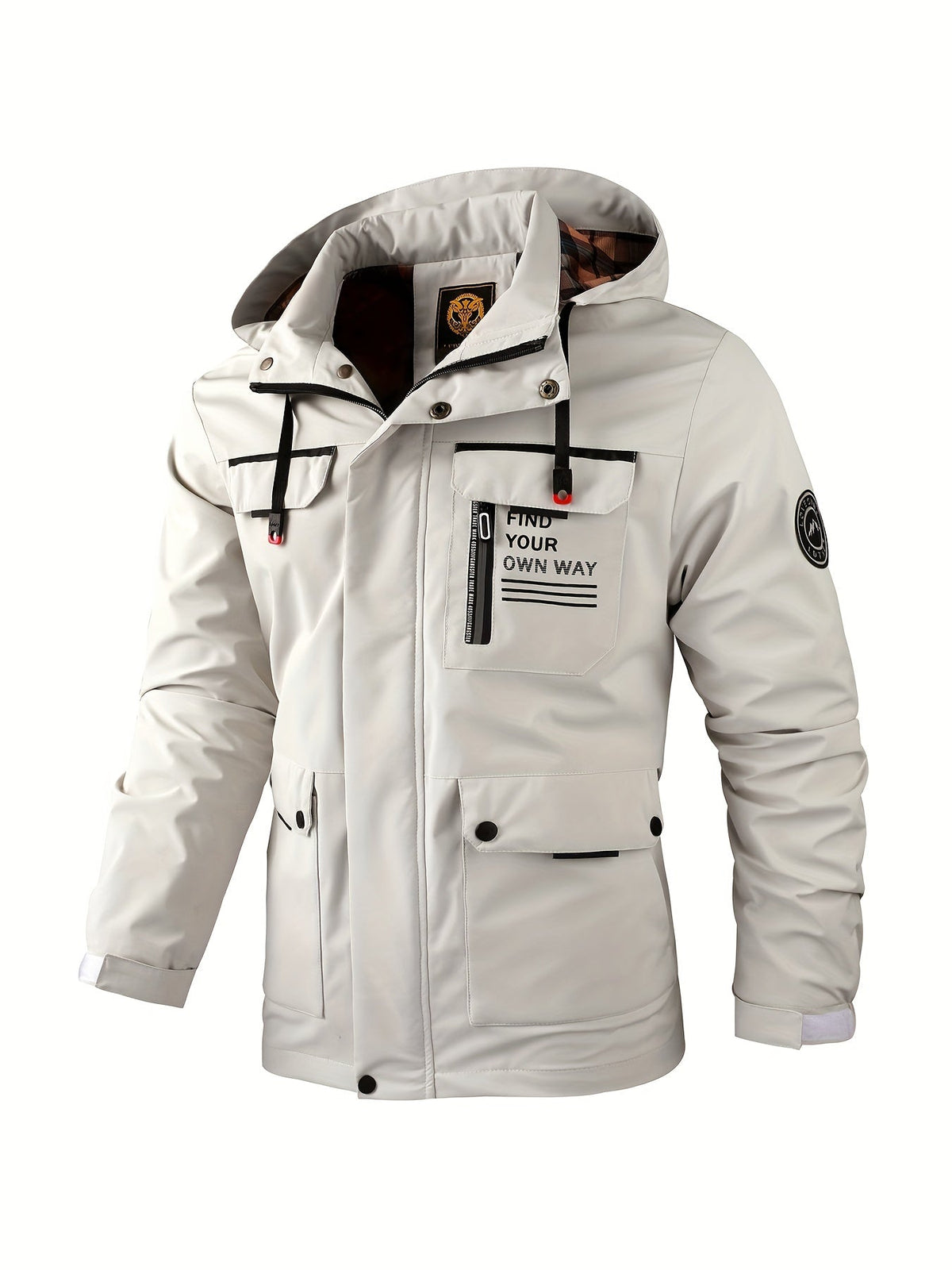 Hombre Chaqueta Impermeable Exterior Cortavientos Capucha Ajustable Cómoda