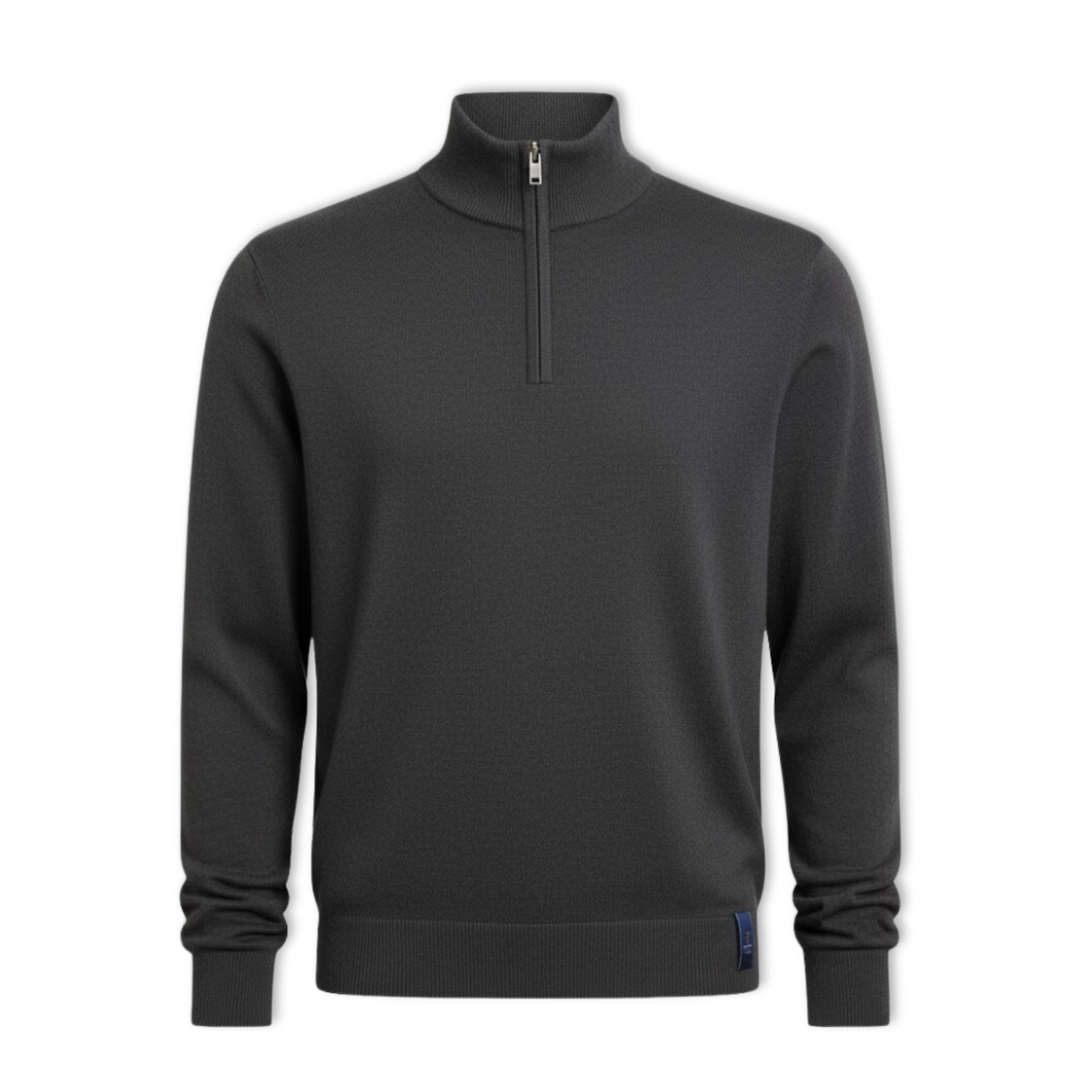 Pull-Over à Quart de Zip pour Homme Col Montant Slim en Maille