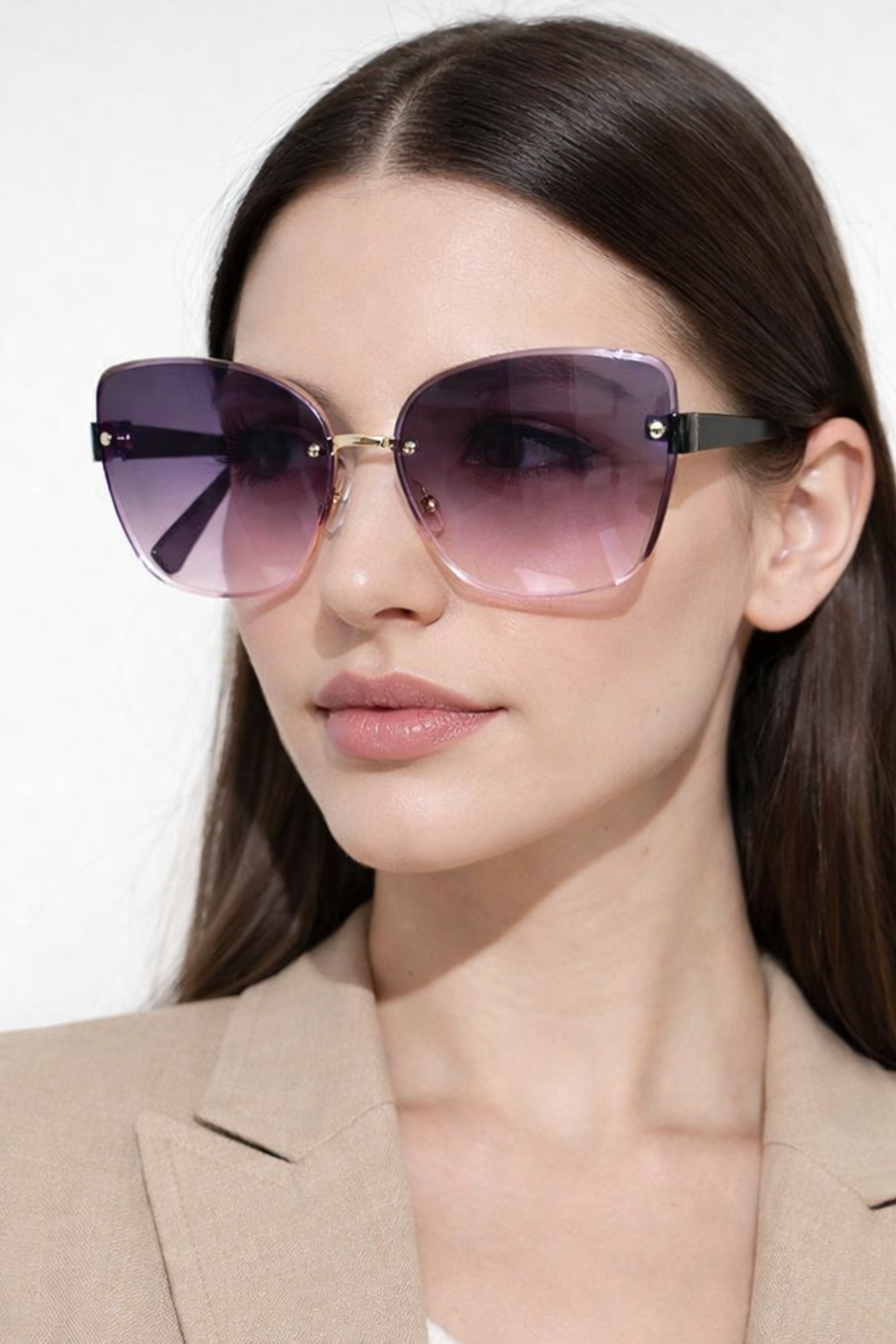 Gafas de sol oversize estilo ojo de gato con varillas de metal ligero