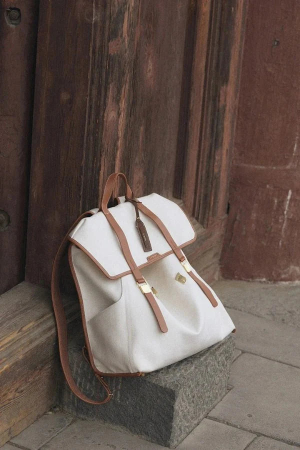 Sac à Dos de Voyage en Denim et Cuir avec Compartiment Ordinateur 16 Pouces