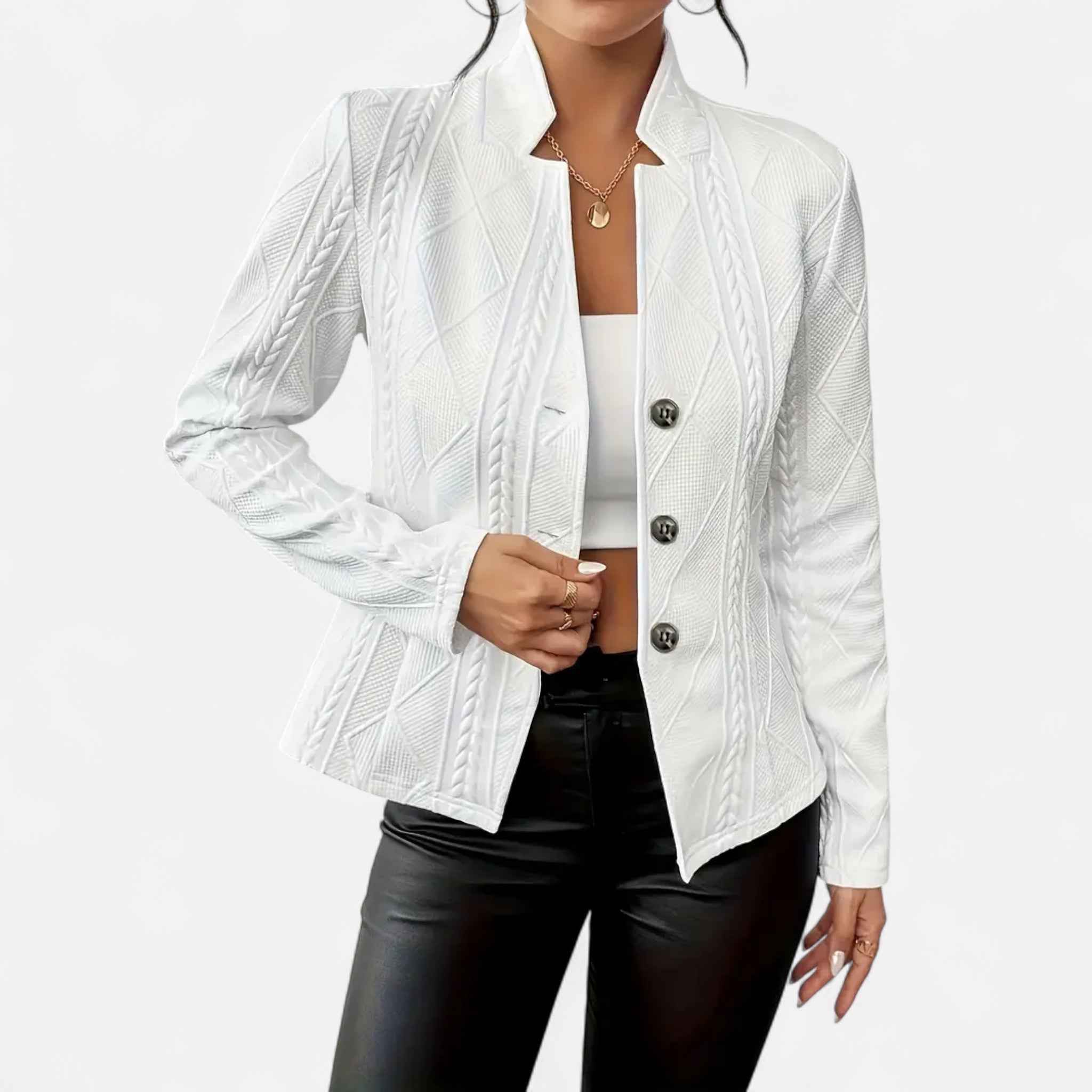 Velclairemode.com | Women's black blazer in textured fabric