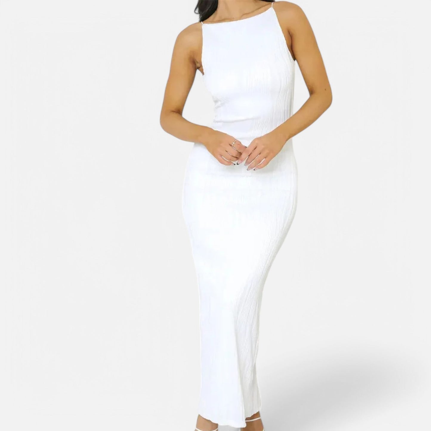 Velclairemode | Robe Longue Froncée Fendue – Élégance Sculptée, Allure de Soirée