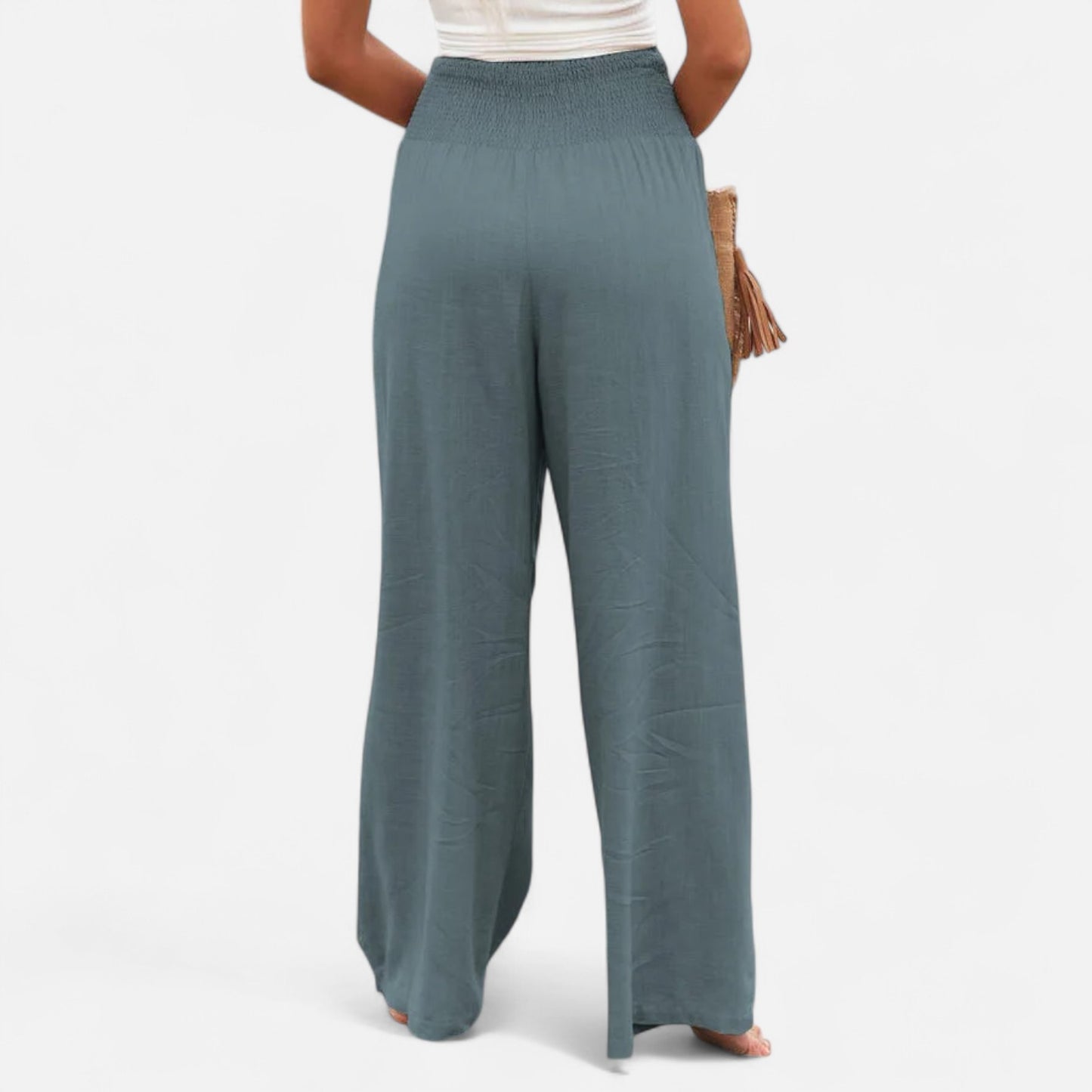 Velclairemode | Pantalon Femme Décontracté à Cordon – Taille Mi-Haute, Finition Usée Stylisée