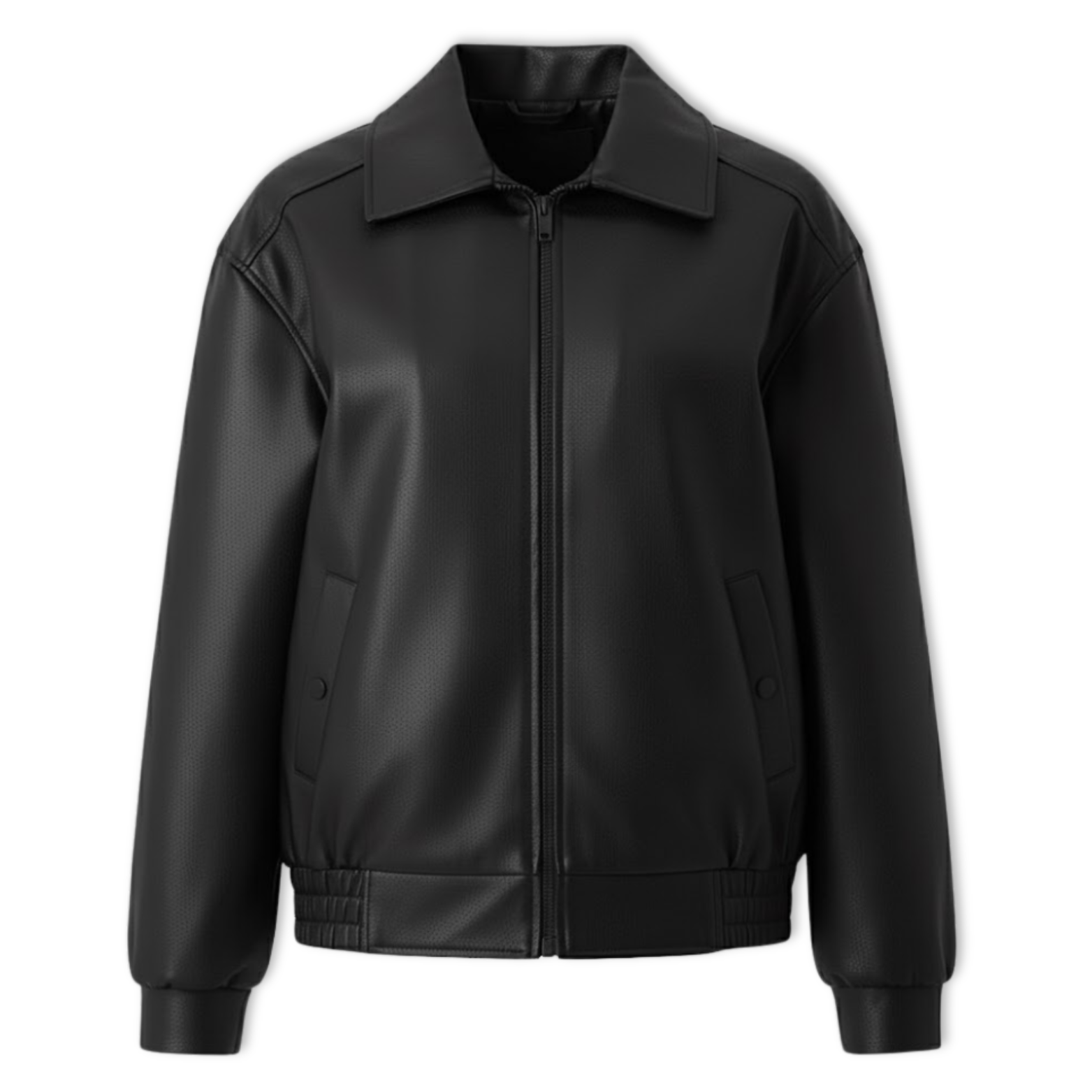 Veste en Cuir PU Femme Coupe Lâche Fermeture Éclair Manches Longues