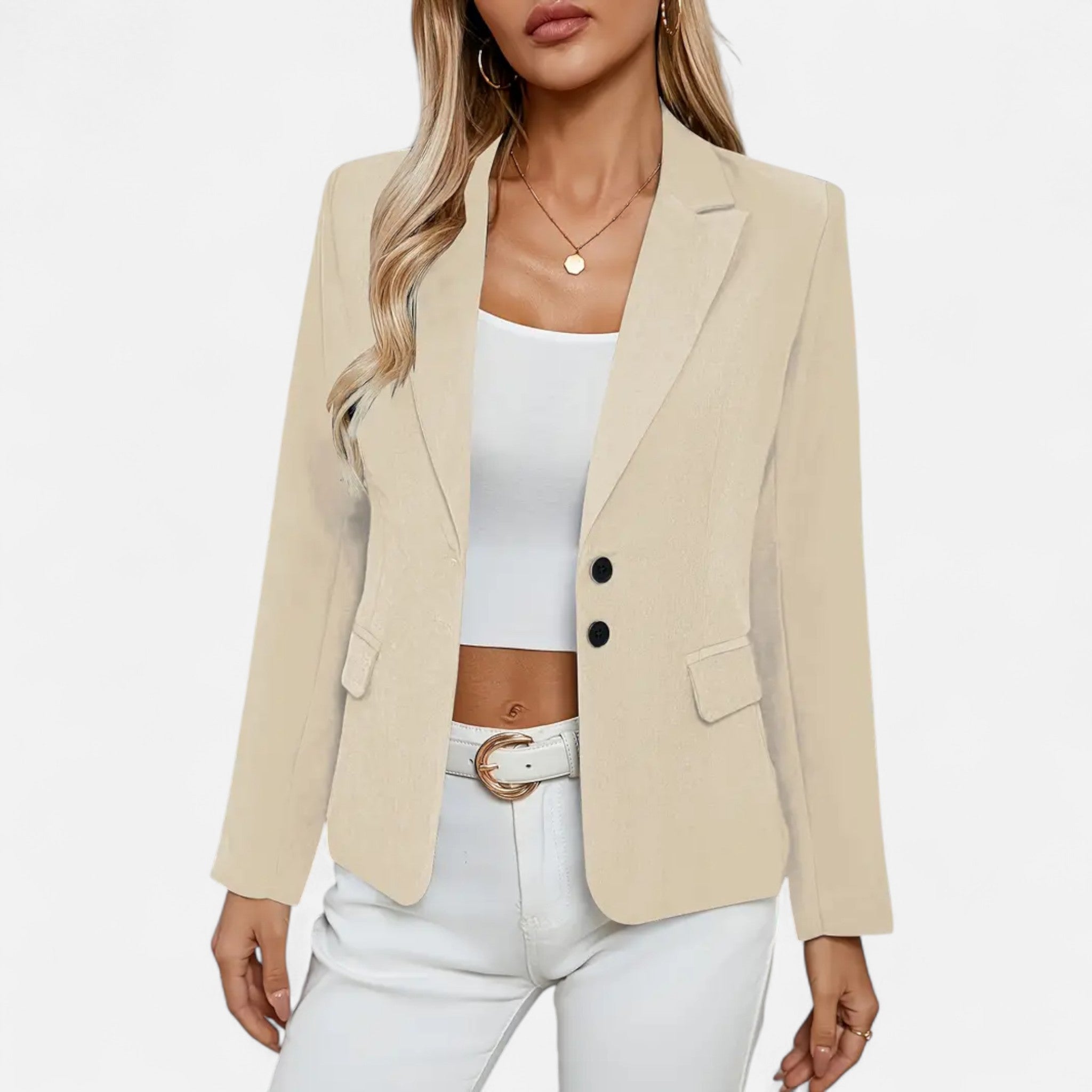 Velclairemode | Women's Elegant Buttoned Lapel Collar Blazer