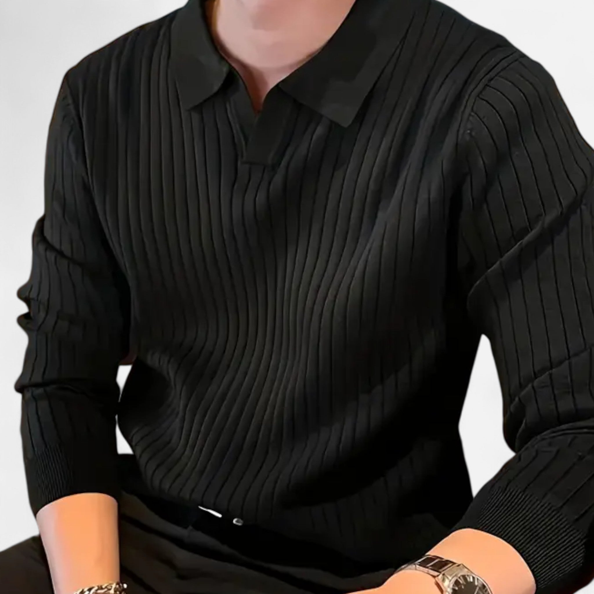 Velclairemode | Men's Solid Ribbed Knit Sweater Fall-Winter