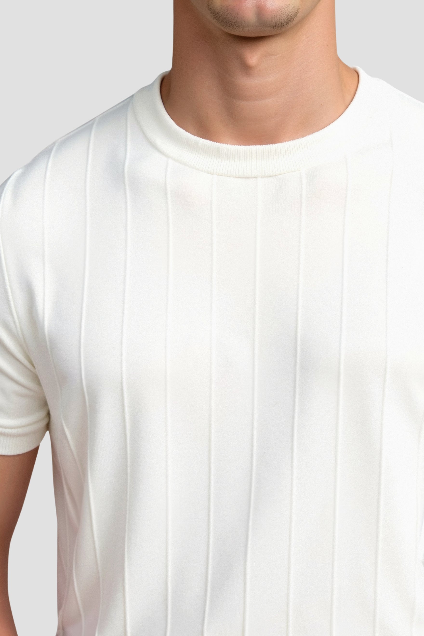 Camiseta de Malha com Gola Redonda e Mangas Curtas para Homem Corte Clássico