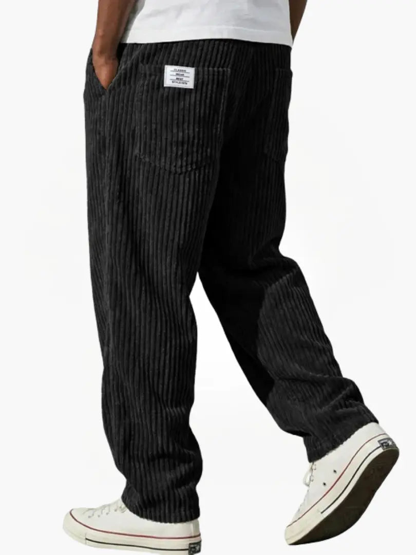 Homme Pantalon Velours Côtelé Casual Bureau Coupe Ample Taille Élastique
