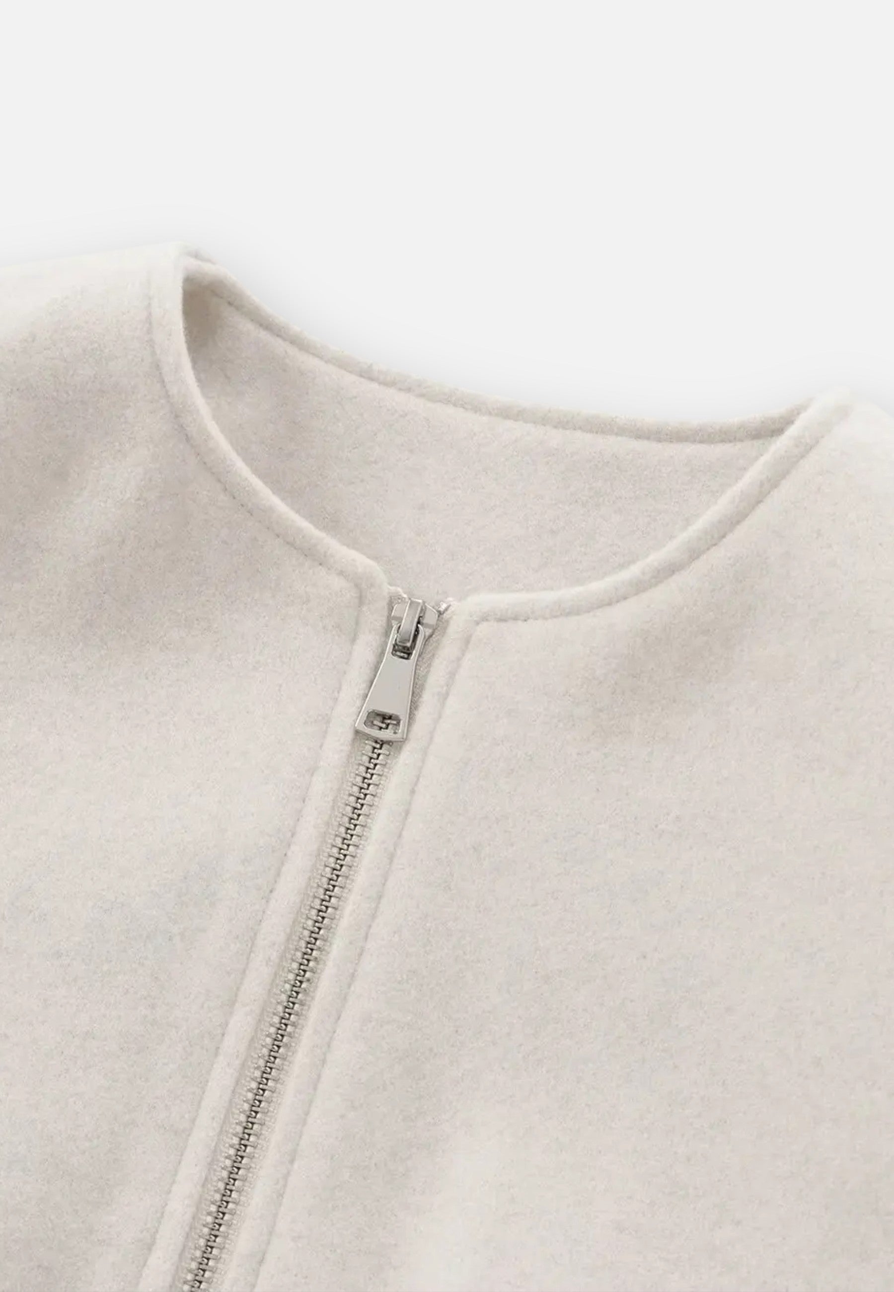 Veste Bomber en Polaire à Manches Longues et Fermeture Éclair pour Femme