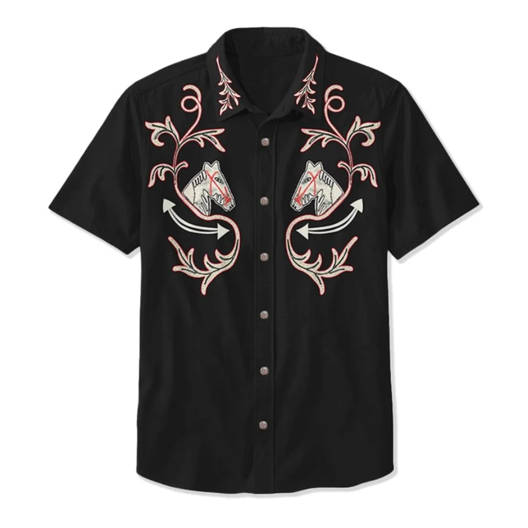 Camicia ricamata stile americano