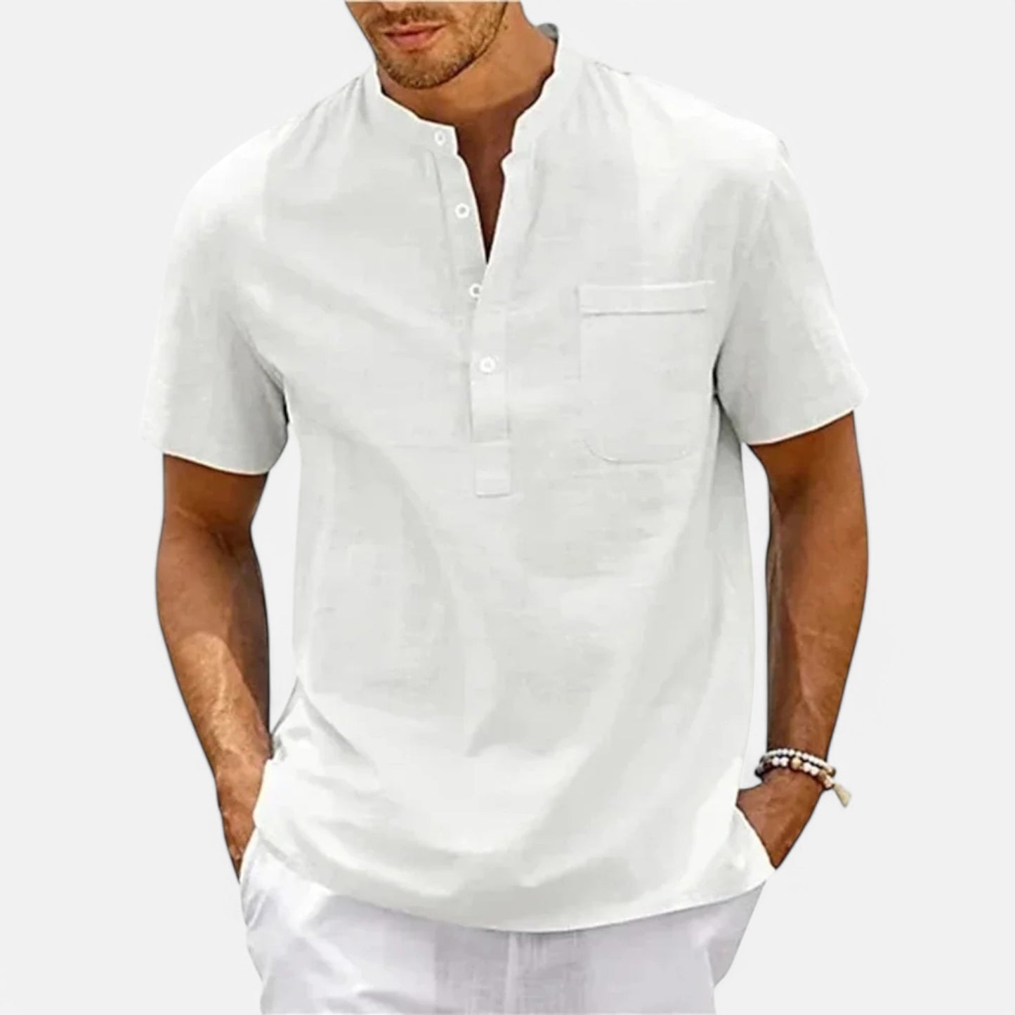 Velclairemode | Chemise Coton-Lin Col Henley – Esprit Vintage, Fraîcheur Décontractée