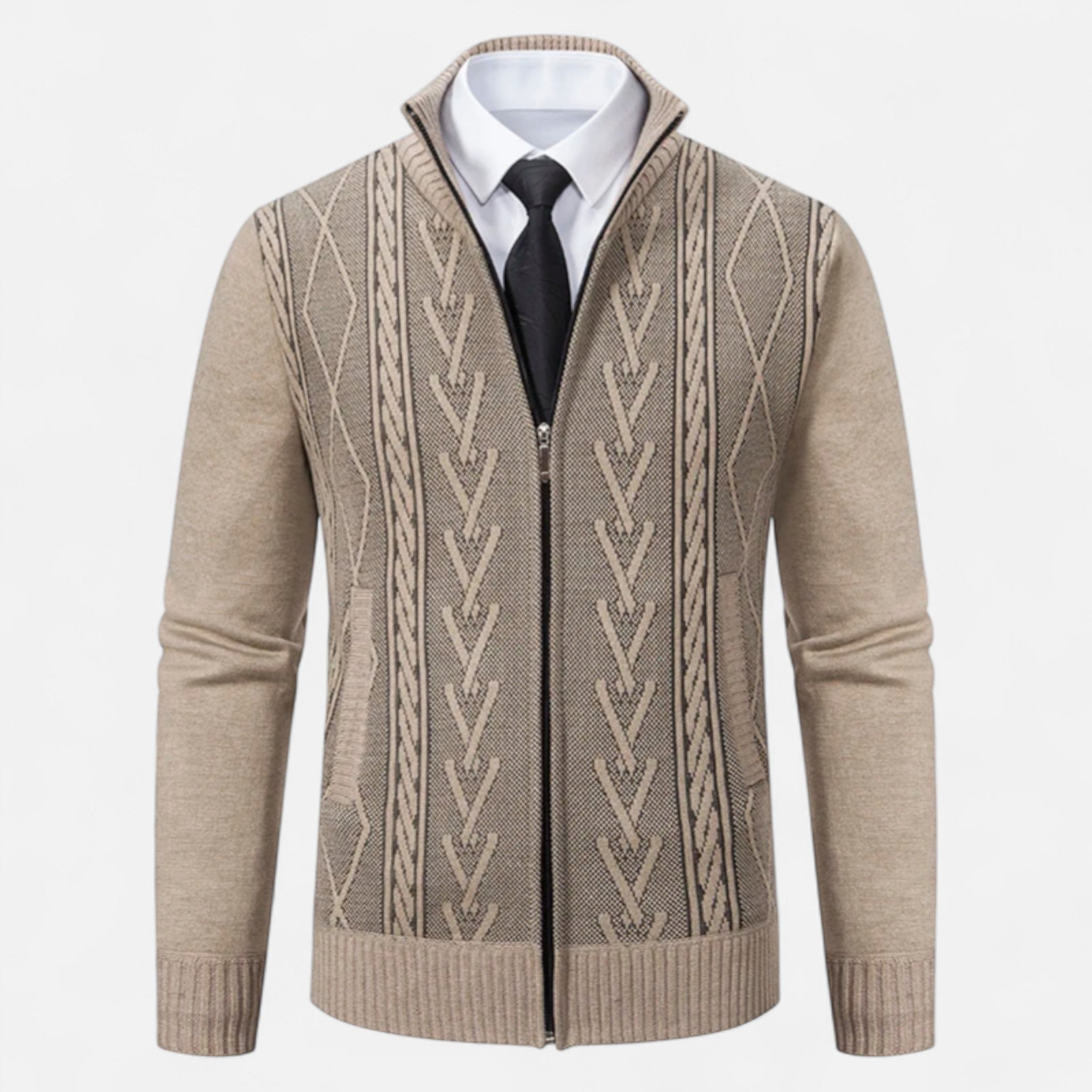 Velclairemode.com | Men's Padded Cashmere Sweater Jacket – Soft Warmth, Winter Elegance