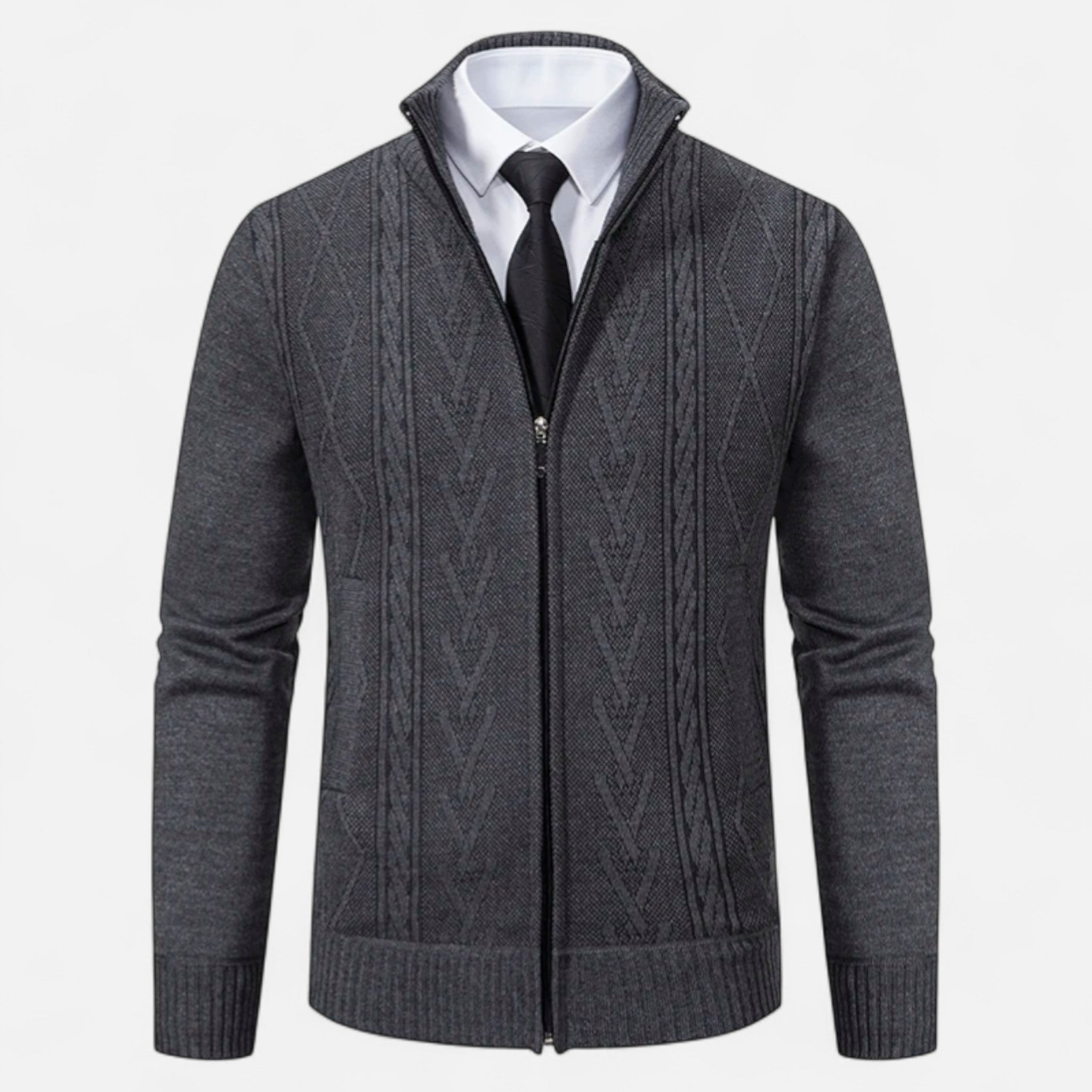 Velclairemode.com | Men's Padded Cashmere Sweater Jacket – Soft Warmth, Winter Elegance