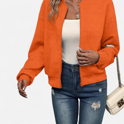 Velclairemode.com | Veste zippée femme en tissu texturé
