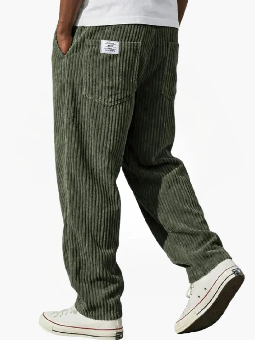 Homme Pantalon Velours Côtelé Casual Bureau Coupe Ample Taille Élastique