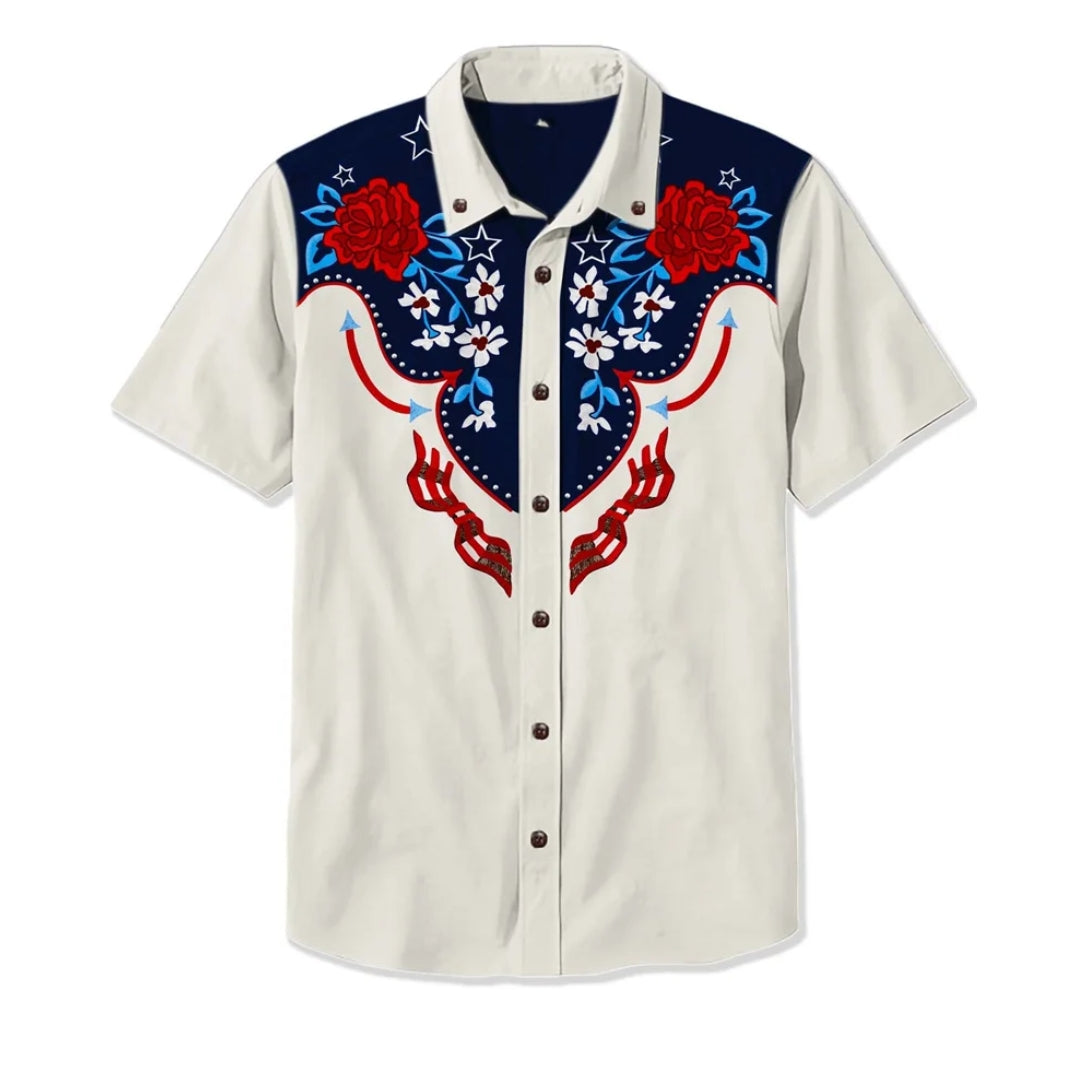 Camicia ricamata stile americano