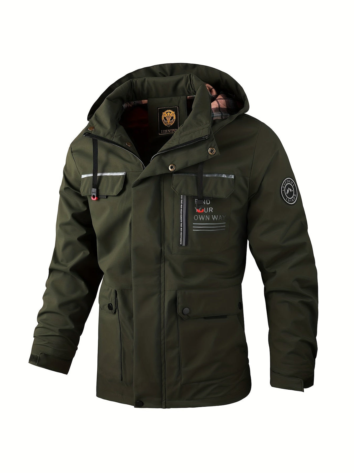 Hombre Chaqueta Impermeable Exterior Cortavientos Capucha Ajustable Cómoda