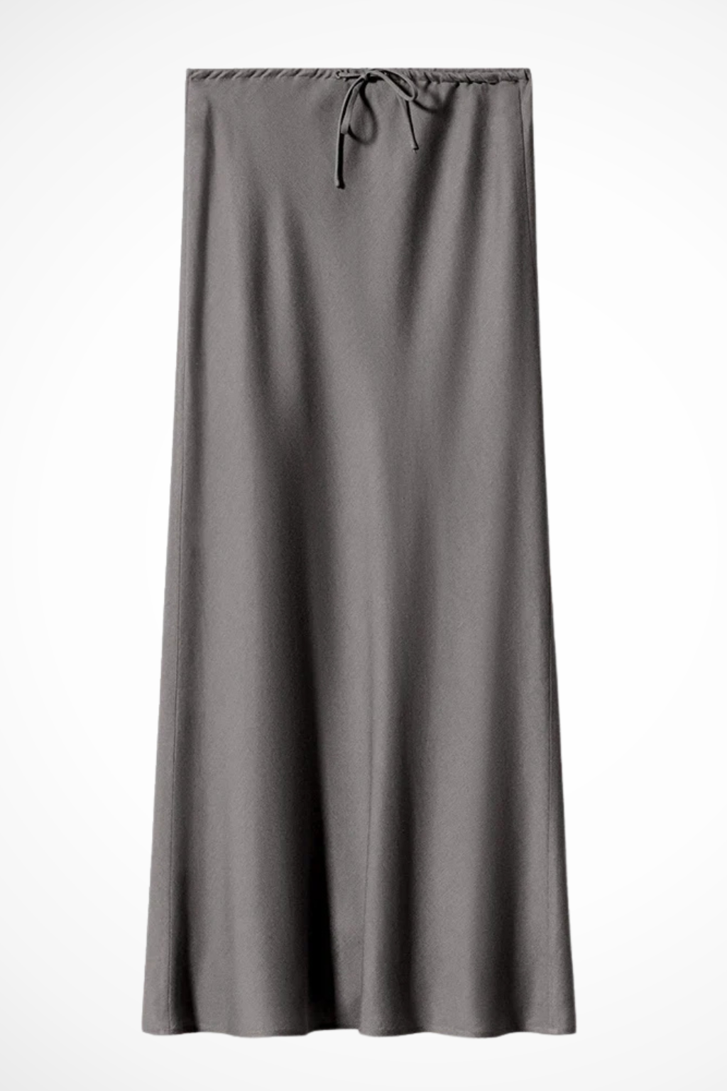 Jupe Longue en Satin à Taille Haute Froncée et Panneaux Superposés