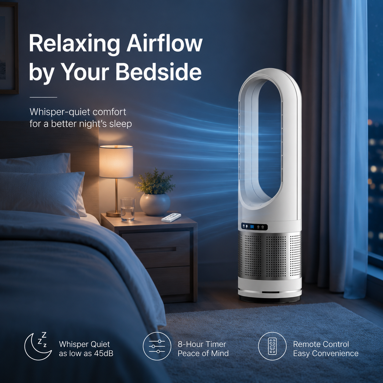 Blade-less Tower Fan with Remote Control