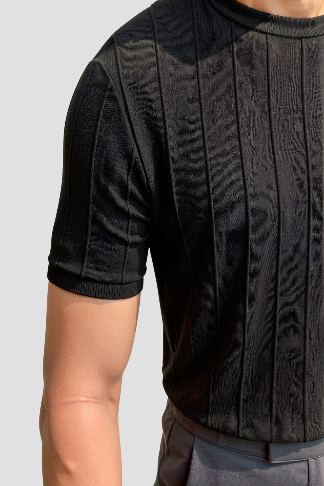 Camiseta de Malha com Gola Redonda e Mangas Curtas para Homem Corte Clássico