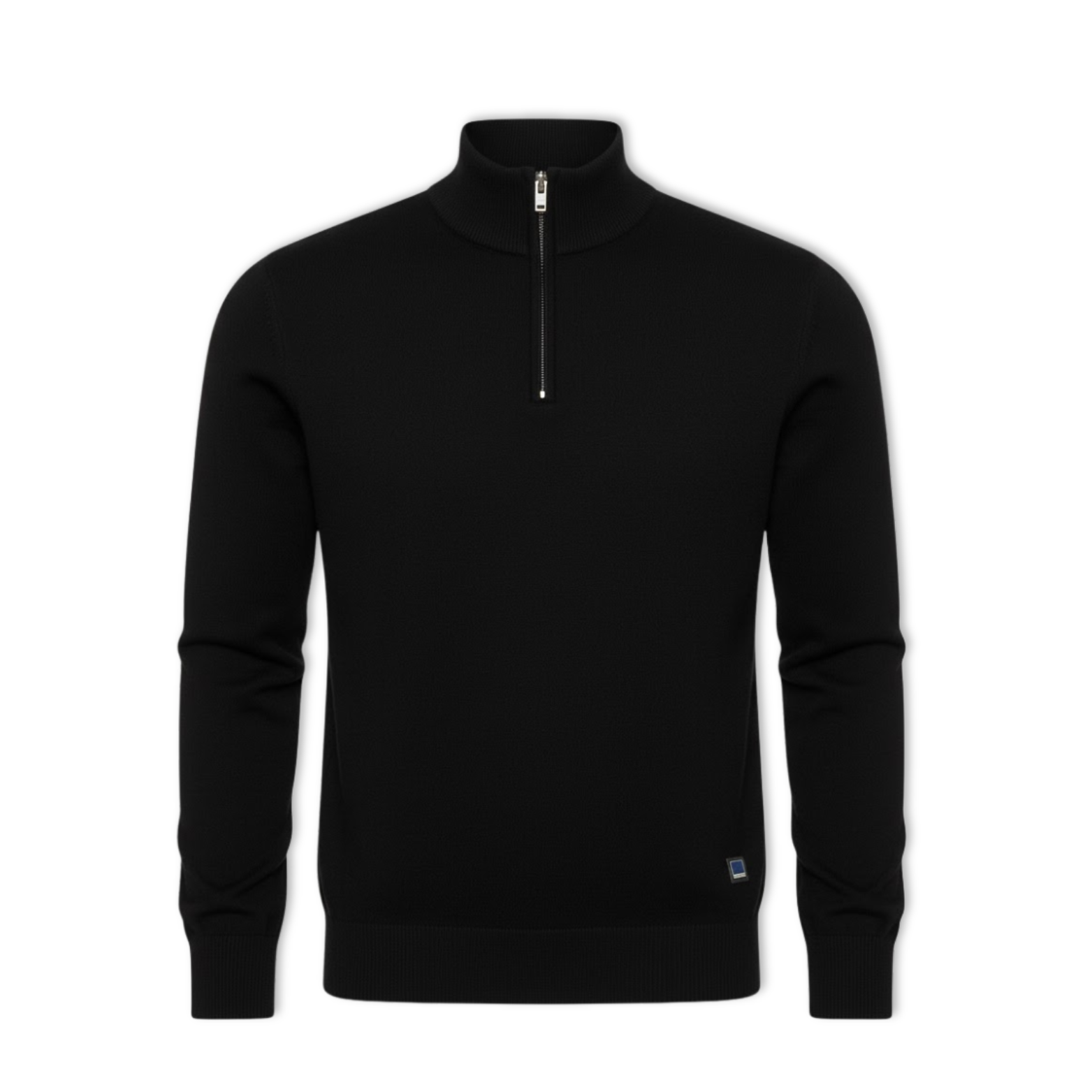 Pull-Over à Quart de Zip pour Homme Col Montant Slim en Maille