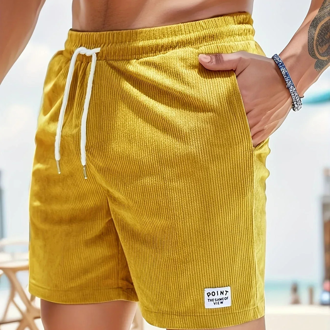 Short velvet men's shorts | casual bermuda with drawstring