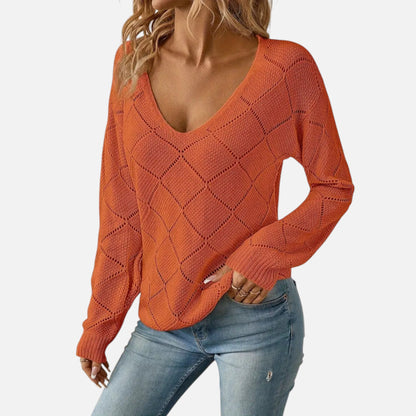 Velclairemode | Pull Femme Col V Ample Automne-Hiver