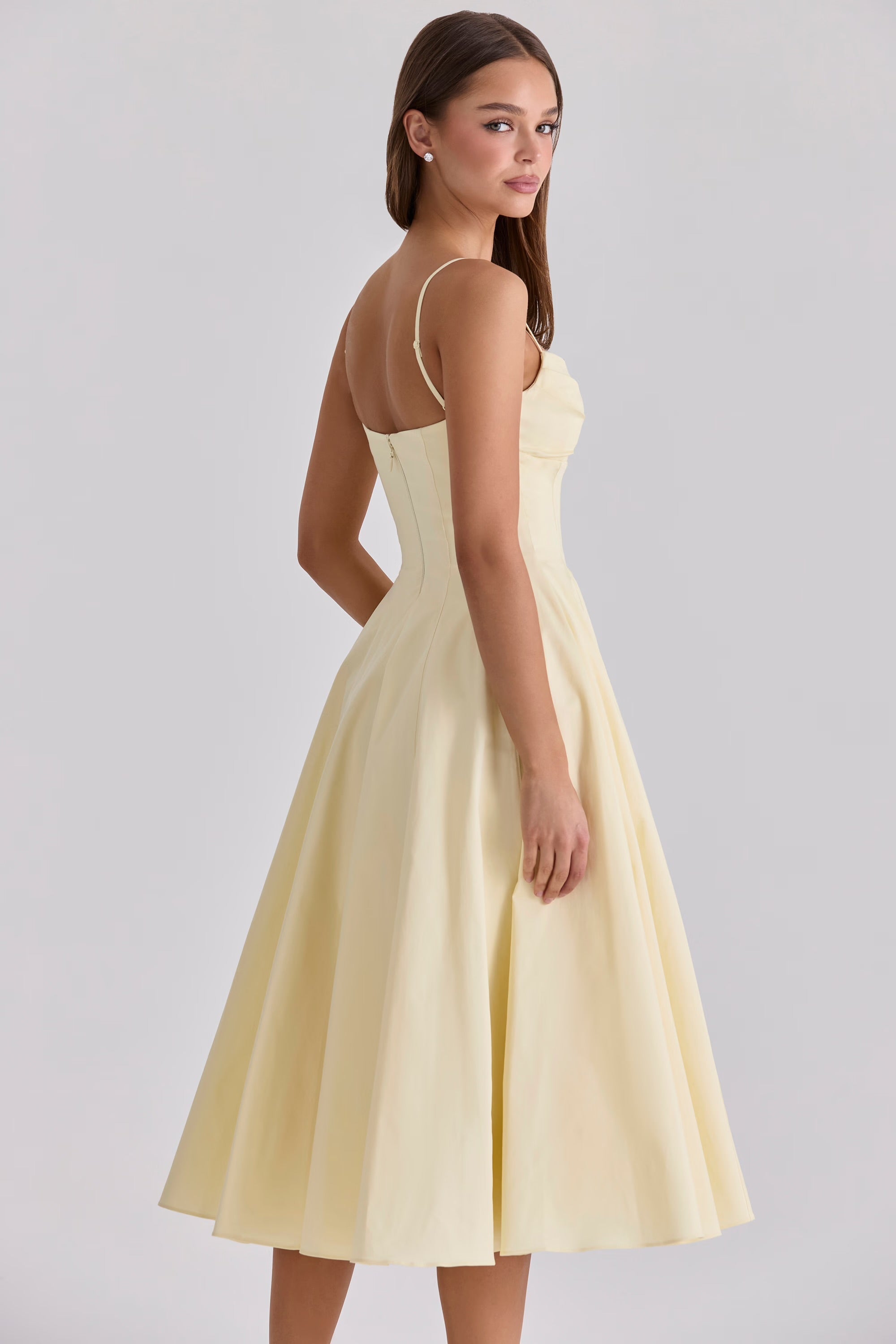 Robe midi de algodão feminino — alças ajustáveis para a primavera