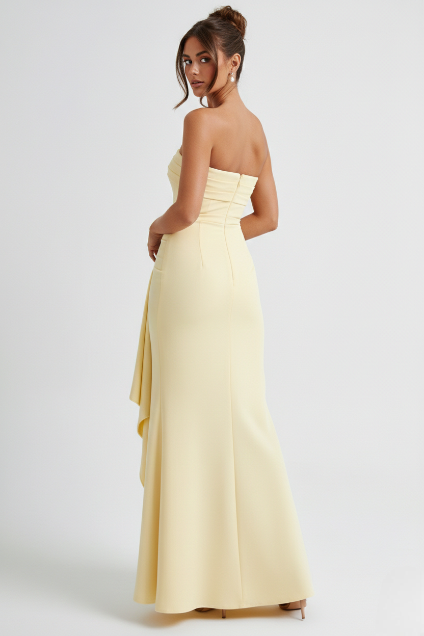 Long women's dress — ruched bustier with side slit | evening and gala