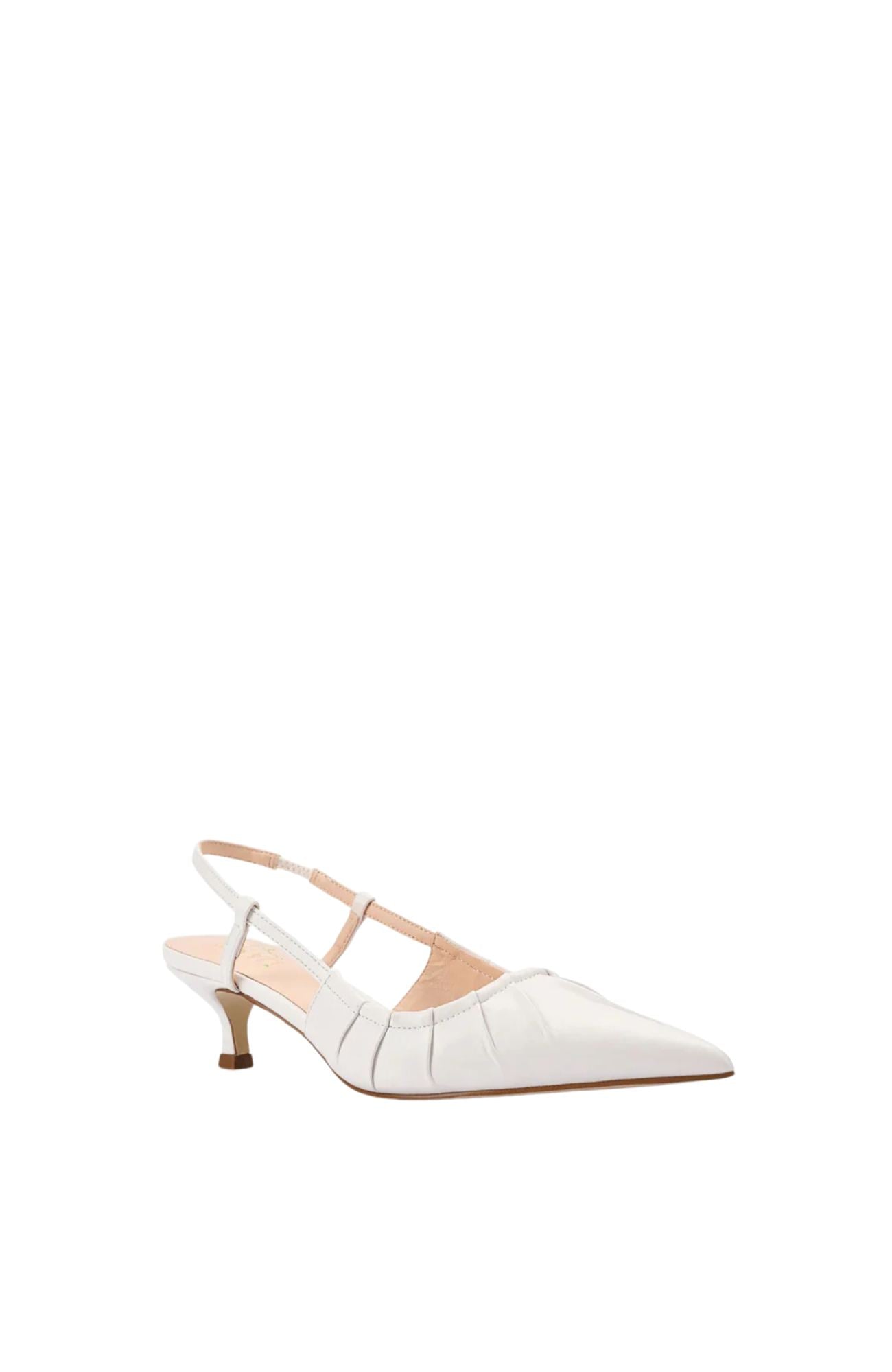 Pantofi cu toc mic kitten slingback și vârf ascuțit din piele vegetală