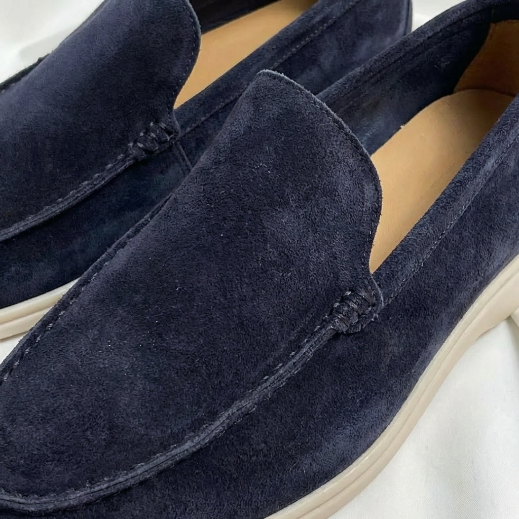 Mocassins en Daim avec Coutures Apparentes et Semelle en Caoutchouc pour Homme