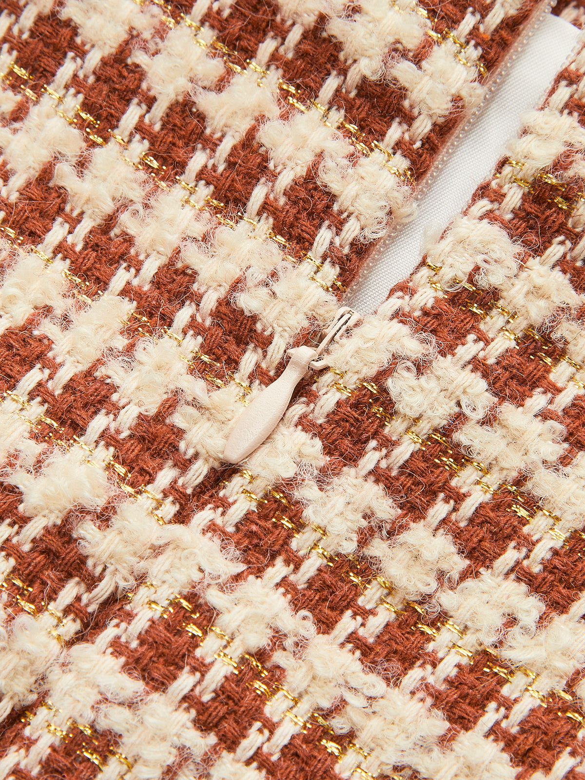 Jupe trapèze courte à motif pied-de-poule avec taille élastique pour femme