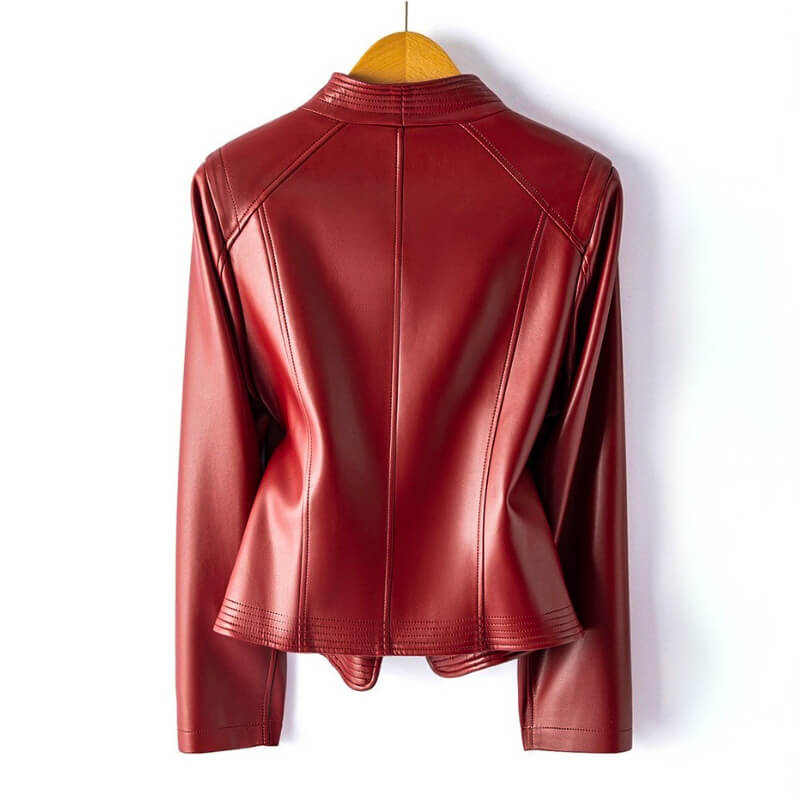 Vegan Leather Perfecto Jacket for Women with Asymmetric Zipper and Wide Lapels