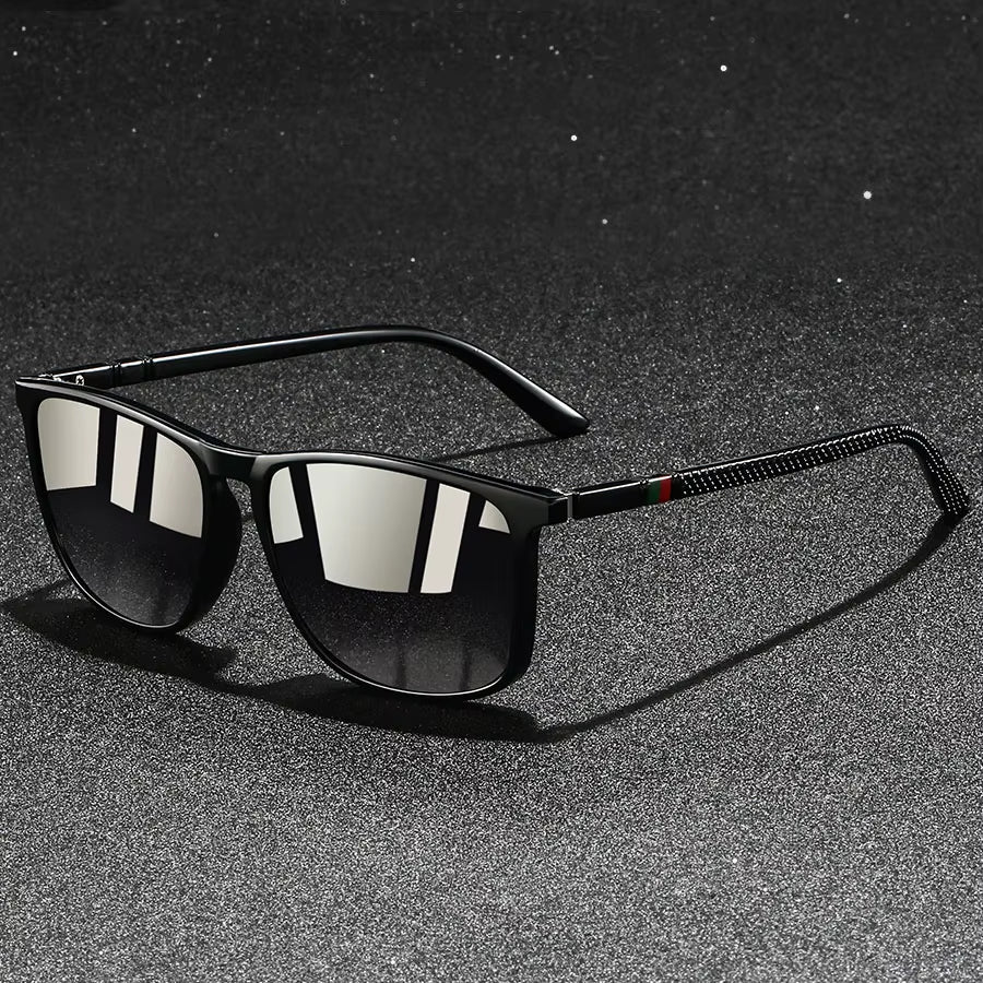 Lunettes Polarisantes de Sport et Conduite avec Monture Rectangulaire et Plaquettes Douces