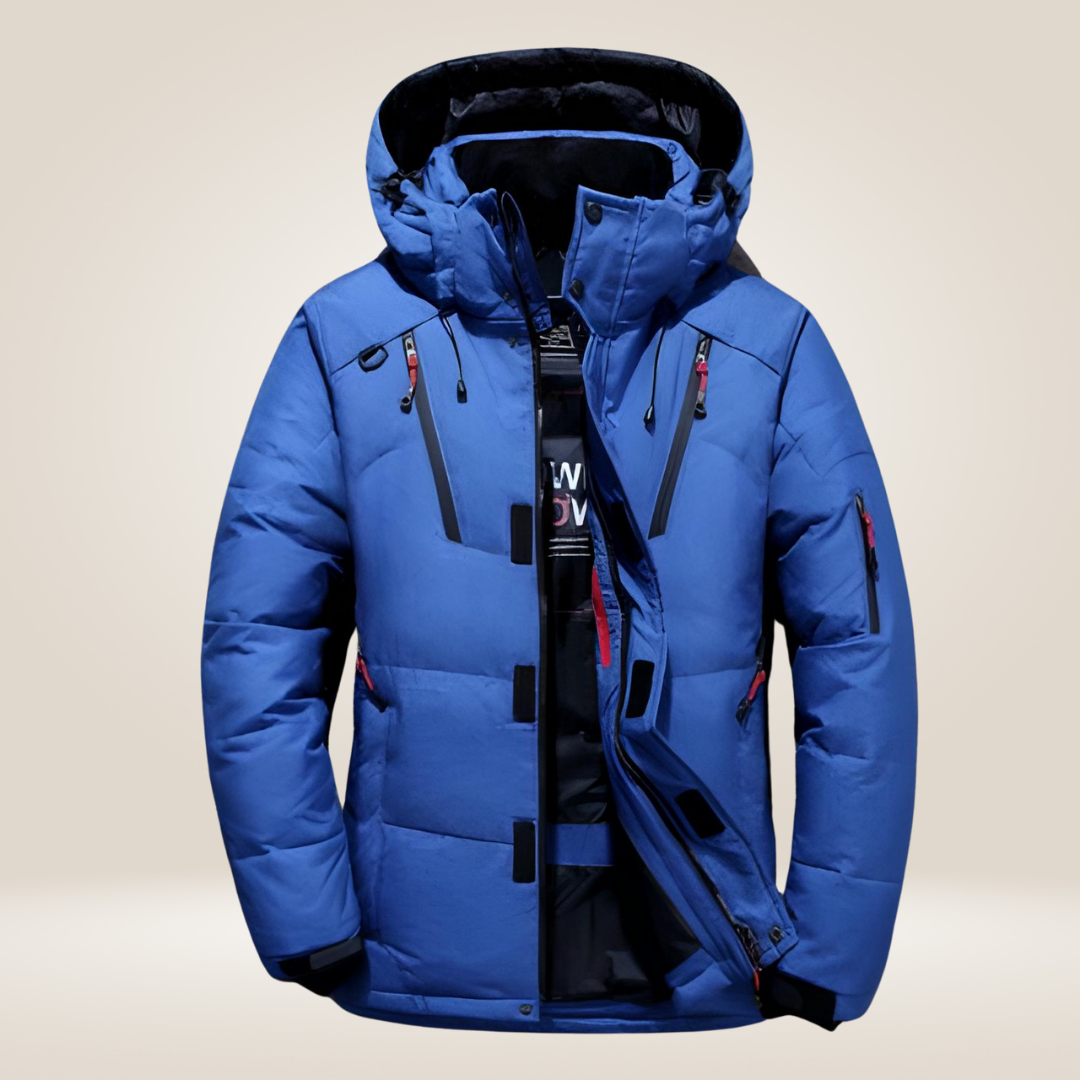 Hombre Chaqueta Acolchada Exterior Plumón de Ganso Resistente al Agua Diseño Sencillo Versátil