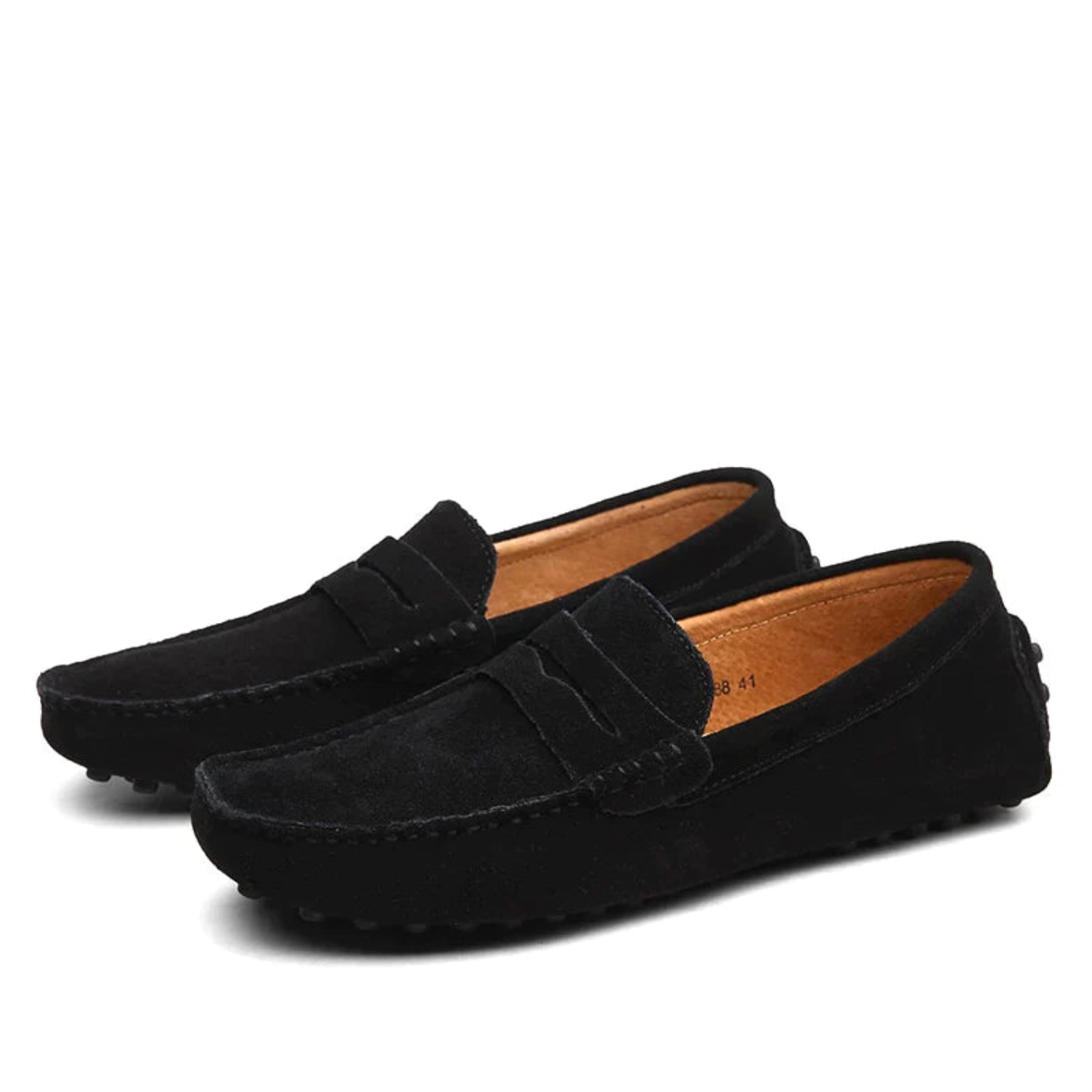 Mocasines de cuero ante para hombre, zapatos de conducción flexibles con suela de goma