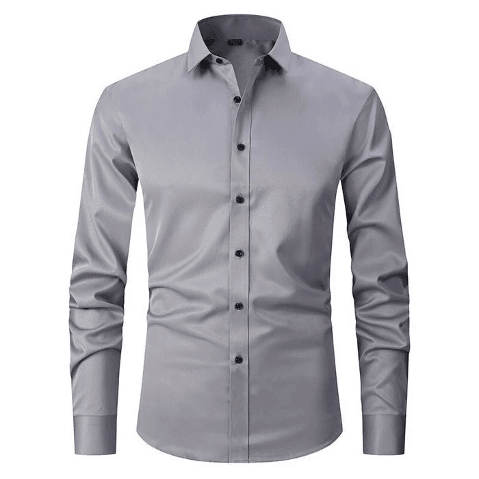 Chemise habillée cintrée en coton et polyester extensible sans repassage pour homme