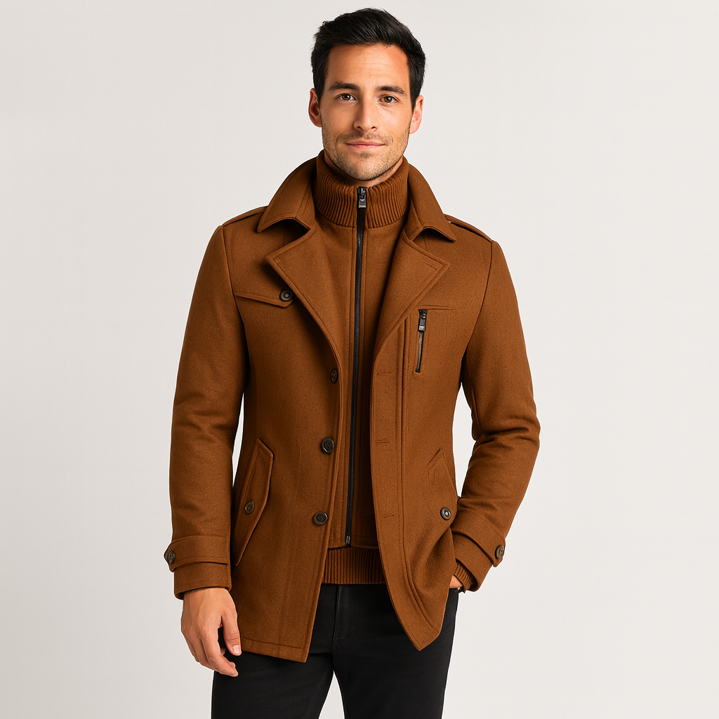 Homme Manteau Sorties Laine Coupe Moderne Confort Journée Élégant Intemporel